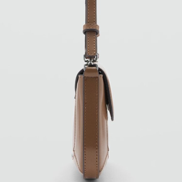 Mango Medium Brown Shoulder Bag With Strap/NWT - Picture 3 of 14